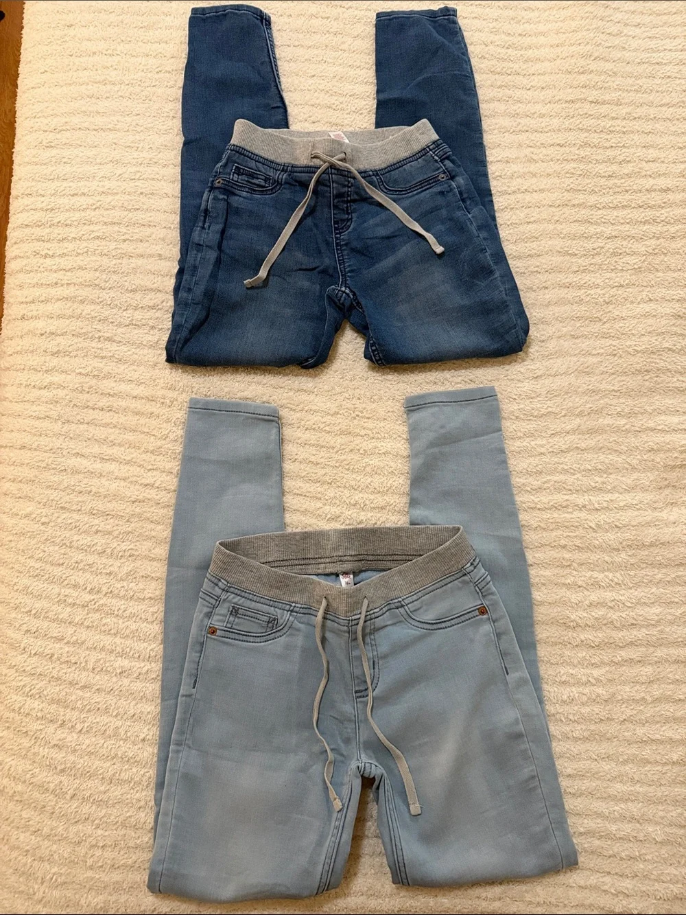 Justice Girls Pull-On soft denim Jeans in Dark Blue & Light Blue